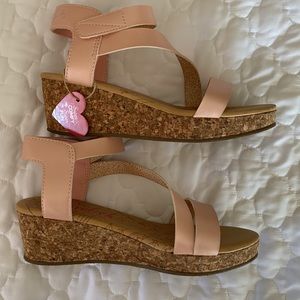 NWT Blowfish pink 2 inch wedge sandals size 7.5. Velcro ankle strap